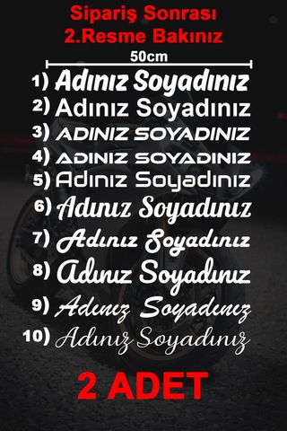 Ad Soyad Sticker - İsim Sticker - İsim Soyisim Sticker - Oto Sticker - Araba Sticker - 50cm - Beyaz