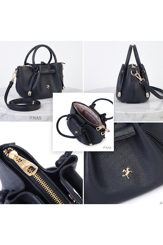 Nas Bag Çanta Büzgülü Mini El Ve Omuz Çanta Siyah Yeni Sezon
