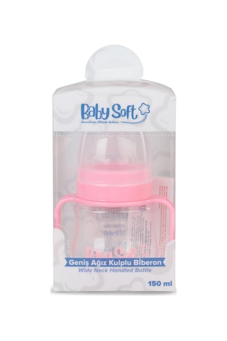 Baby Soft Geniş Ağız Kulplu Bıberon 150 Ml - Pembe
