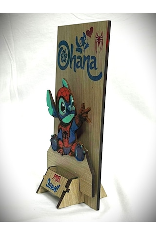 Dükkan Design Lazer Kazıma El Boyama Spider Stıch Ahşap Biblo Çok Renkli