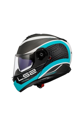 Ls2 Strobe 2 Victory Motosiklet Kaskı Beyaz - Mat Tıtanium- Mavi