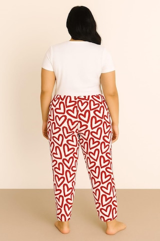 Kadın Büyük Beden Desenli Milan Tek Alt Kırmızı Kırmızı