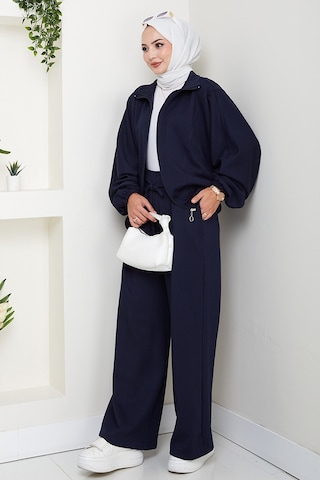 Bestenur Fermuarlı Oversize Takım 1595 - Lacivert Lacivert
