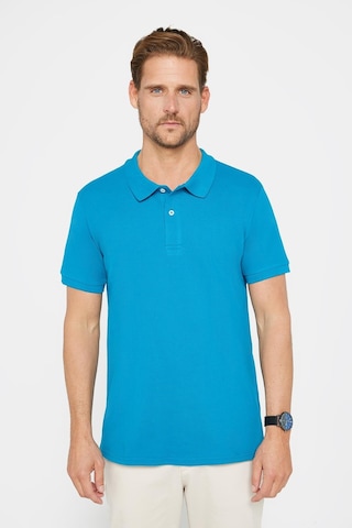 Tudors Erkek Slim Fit Dar Kesim %100 Pamuk Düz Pike Mavi Polo Yaka Tişört-30574 Mavi