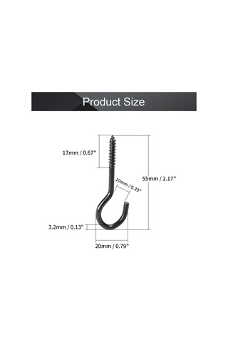 16pcs 2.17 'uzunluk Tavan Bardakları Kancalar Demir Vidalı Askılı Kanca Göz Şekli Yüzük Kancaları 24 x 28 x 20 MM