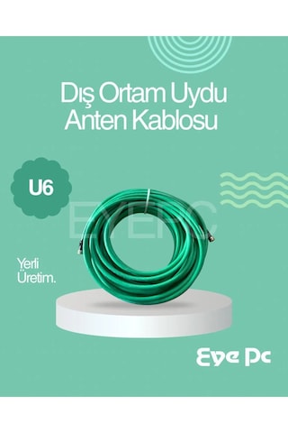 40 Metre Rg6/u6 Full Hd 3d 4k Anten Tv Çanak Uydu Yeşil Dış Ortam 40 Metre Rg6/u6 Full Hd 3d 4k Anten Tv Çanak Uydu Lnb Kablosu Gold Uçlu F Konnektör Takılı Hazır Yeşil Dış Ortam 40 M