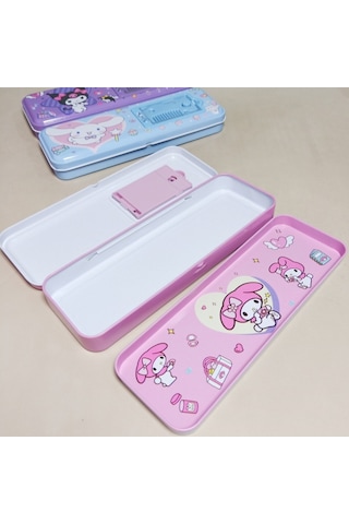 Kawaii Sanrio Kuromi Cinnamoroll Pom Pom Purin My Melody Metal Kalemlik Kalem Kutusu pembe