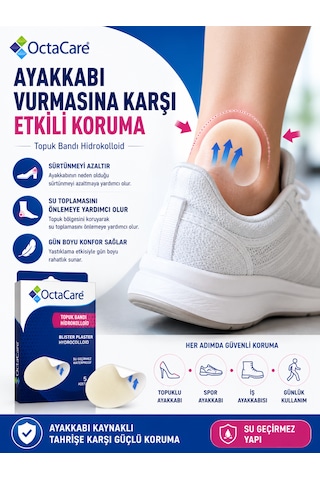 Hidrokolloid Topuk Bandı 5 Adet Su Geçirmez Topuk Koruyucu Nasır Ve Su Toplamasına Karşı Koruma