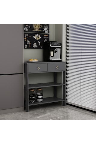 Dekrosso Luke Modern 2 Çekmeceli Kahve Köşesi Airfry Dolabı Antra