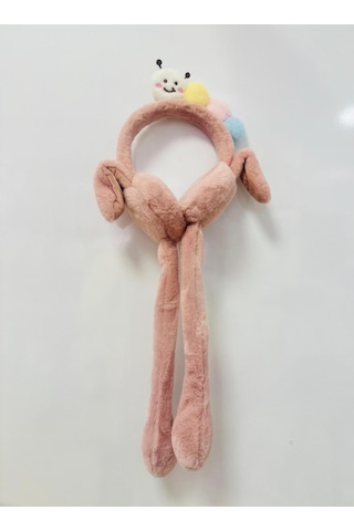 Gala Haretli Sesli Çocuk Tırtıllı Peluş Kulaklık Pudra