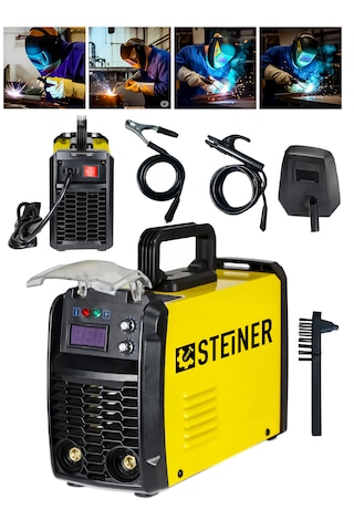 Steiner 250 Amper İnverter Mega Stick Çift Kartlı Hava Soğutmalı Dijital Göstergeli Çanta Kaynak Makinesi Sarı
