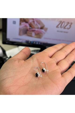 Silver Point Mavi Taşlı Göz Figürlü Küpe Gümüş