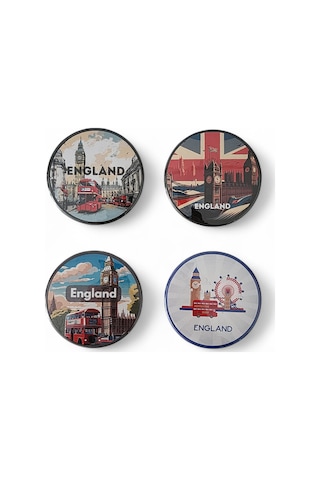 İngiltere Magnet Set 3 - 4'lü Buzdolabı Magnet England Karışık Renkli