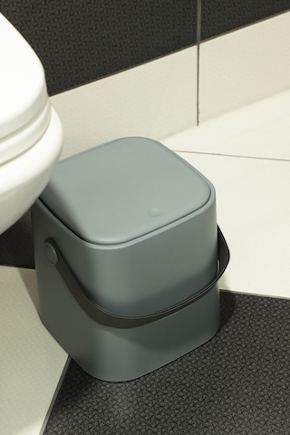Deri Saplı İç Kovalı Click Kapaklı Mutfak Banyo Tuvalet Çöp Kovası 4 Lt Çöp Kutusu Gri Gri