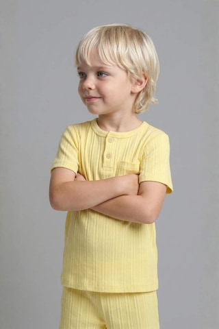 Defacto Kısa Kollu Üst Şort Alt 2li Pijama Takımı Erkek Bebek H5378a526hsyl273 Sarı-yl273