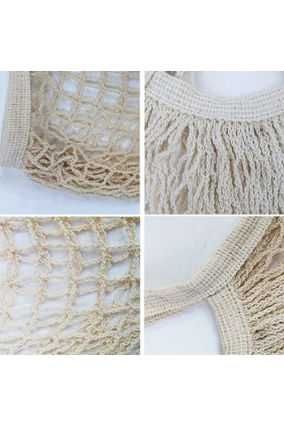Geeksen Mantar Kumaş Alışveriş Çantası, Sebze-meyve Ağzı, Delikli Örgü, Kalın Kordon, Bej Renk, 10x35x35 Cm, Ev Kullanıma Uygun, Dayanıklı Materyal Bej