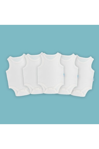 Novibaby 5'li Bebek Atlet Body Zıbın Çıtçıtlı Ekru 100% Pamuk Ekru