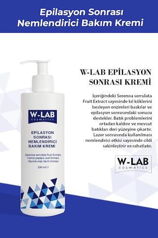 W-Lab Cosmetics Epilasyon Sonrası Nemlendirici Bakım Kremi 200 ML
