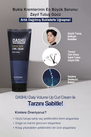 Güçlü Tutuşlu, Durulanmayan, Dalgaları Belirginleştiren Saç Kremi Dashu Daily Super Hard Curl Cream