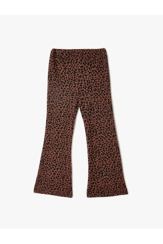Koton İspanyol Paça Pantolon Leopar Desenli Beli Lastikli Kahverengi Desenli 5wkg40239ak Kahverengi Desenli