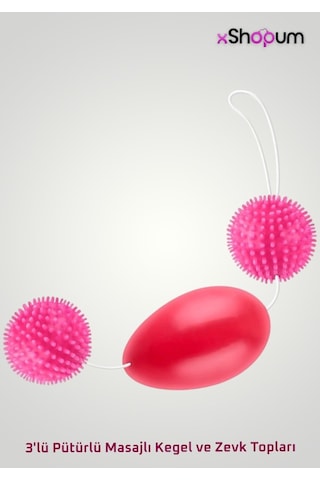 xShopum 3\'lü Pütürlü Masajlı Kegel Ve Zevk Topları