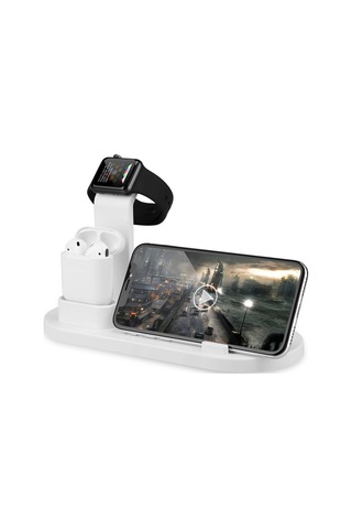 Honmex Siyah 4'lü Kablosuz Şarj Aleti - 360 Döner Baz, 3 Çeşit Bağlantı, Telefon/saat/kulaklık İçin Hızlı Şarj