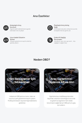 70mai Obd-ıı Park Gözetim Kablosu Tüm Type-c Kameralar İle Uyumlu