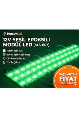 100 Adet Yeşil 5630 Epoksili Modül Led Als-110y Yeşil