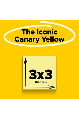 3 M Greener Notes, 3 X 3, Canary Yellow, 24 Pads/cabinet Paket Sarı 100 Yaprak Pouch Kendinden Yapışkanlı