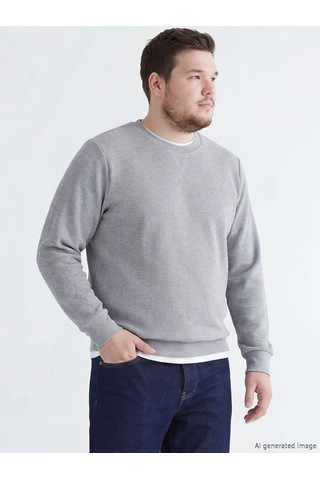 Lcwaıkıkı Classic Gri Bisiklet Yaka Erkek Sweatshirt