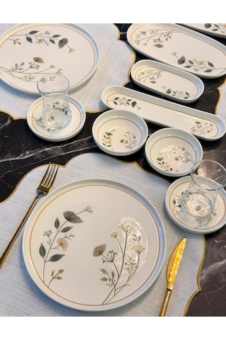 29 Parça Porselen Kahvaltı Takımı Lotus Arte-5342 Beyaz