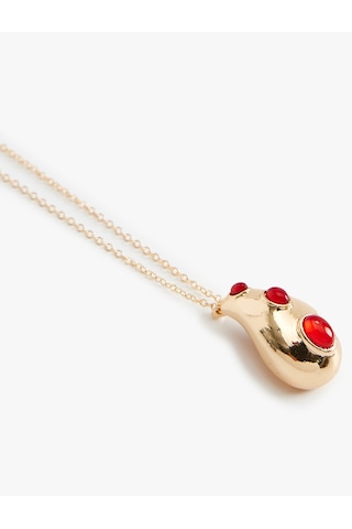 Koton Damla Charm Detaylı Kolye Bordo 5wak70445aa Bordo