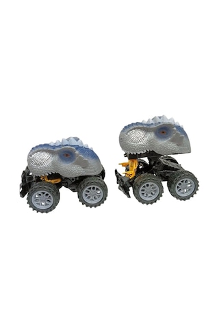 Sürtmeli Dinazor Robota Dönüşen Araba 14 Cm - Gri Lisinya Çok Renkli