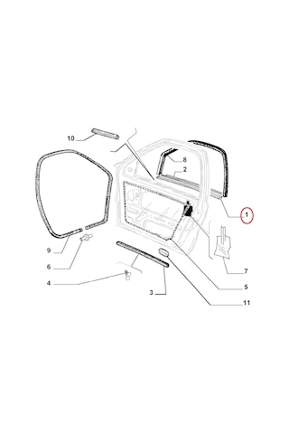 SOL ÖN KAPI CAM İÇ SIYIRICI FİTİL PALİO SİENA 46409485