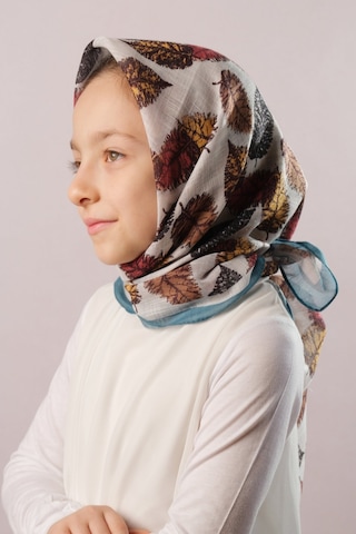 Hürrem Bone Petrol Mavisi Dijital Baskılı Çocuk Tesettür Eşarp Pamuk Polyester Yaprak Desenli 6003 17 Petrol Mavisi