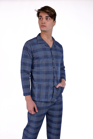Aysun Tekstil Pamuklu Kumaştan Geniş Kesim Önden Komple Açık Ceket Yaka Pijama