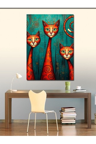 Kanvas Tablo Renkli Kedi Efsanesi 70cmx100cm