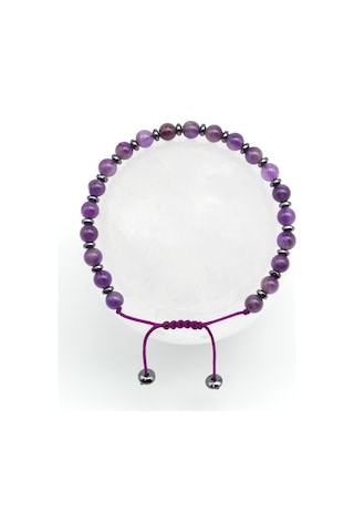 Ametist Doğal Taş Makrome Örme Bileklik Çok Renkli