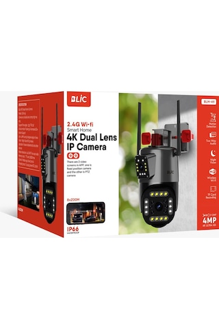 Sarftech Blm-49 2+2mp 4k Ultra Hd 8x Zoom Ip Kamera Wifi Özellikli Hareket Takipli Gece Sensörlü Kamera Blm-49