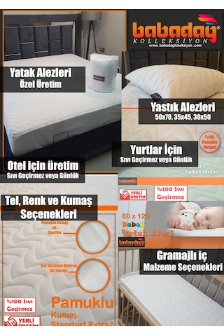 %100 Sıvı Geçirmez 180gr Dolgulu Pofuduk Yatak Alezi Beyaz