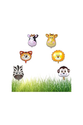 Safari Hayvanlar Kafa 6'lı Folyo Balon 35 cm