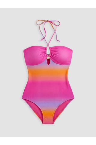 Lcw Dream Pembe Batik Desenli Kadın Çıkarılabilir Pedli Mayo