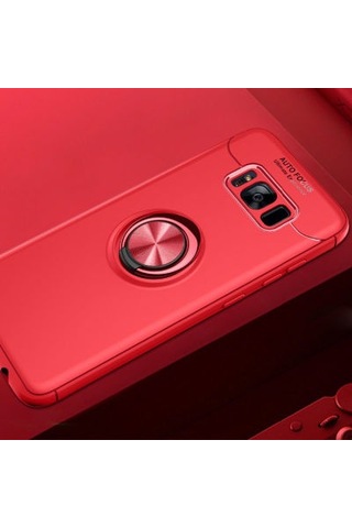 Samsung Galaxy Uyumlu S8 Plus Kılıf Yüzüğü Stant Ve Araç Tutucu Olabilen Şık Esnek Premium Silikon Kapak Ryc/ravel Kirmizi