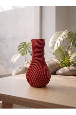 Dekoratif Vazo, 15 Cm, 3d Baskı Kırmızı