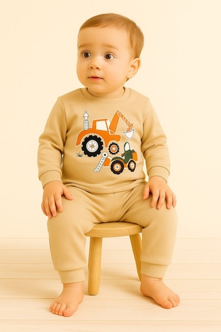 Aden Kids Çocuk Mevsimlik Penye Pijama Takımı Bej