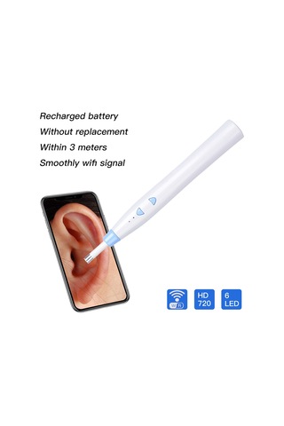 Skycity Z20 Wifi Kulak Bakımı Endoskopu - 5.5mm Küçük Lens, 1080p Hd Görüntü, 6 Led Işık, 250mah Şarjlı Pil, Mavi