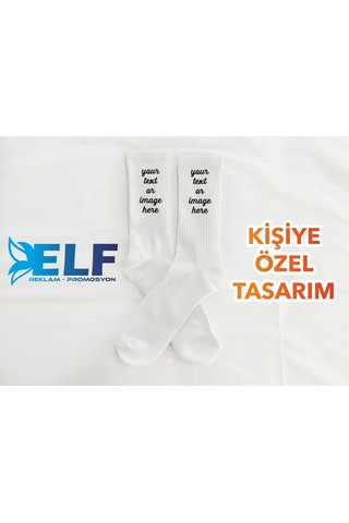Kişiye Özel Baskılı Çorap Beyaz