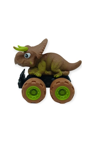 Sürtmeli Dinazor Arabalar 12 Cm - H-20 - Triceraptors -kahverengi Lisinya Çok Renkli