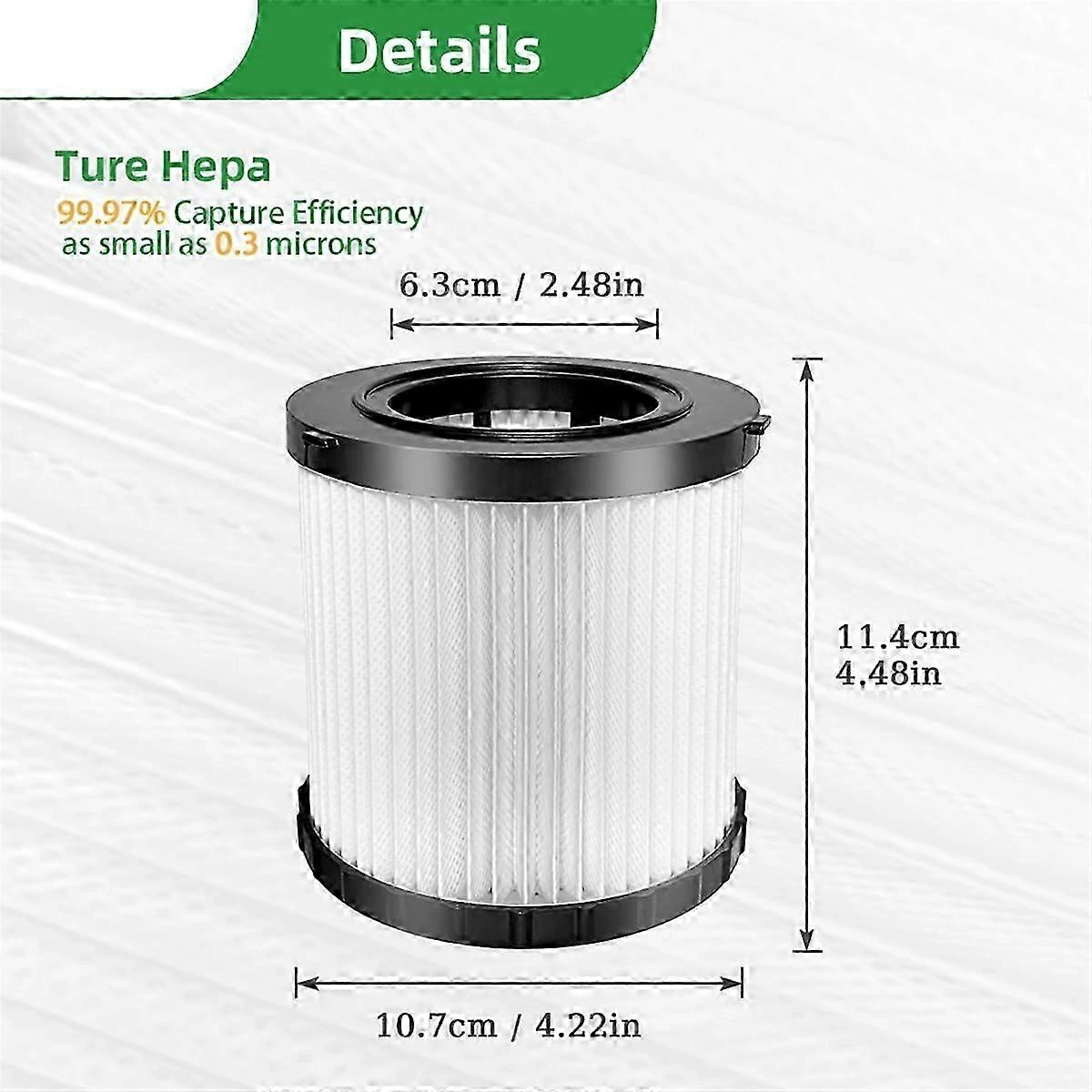 2 Paket Dcv5801h Hepa Filtresi, Dewalt Dcv580h, Dcv581h 20v Max Islak/kuru Vakum Sürümü 0709 İle Uyumlu