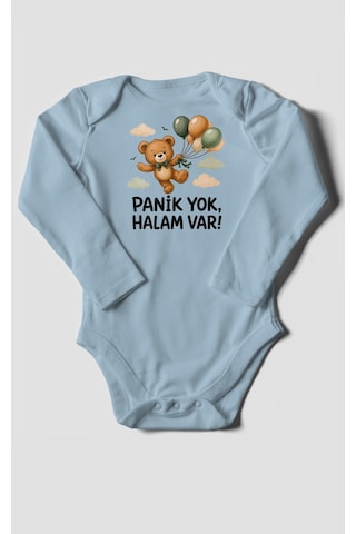 Morivokids Panik Yok, Halam Var Uzun Kollu Çıtçıtlı Bebek Body Bebe Mavisi